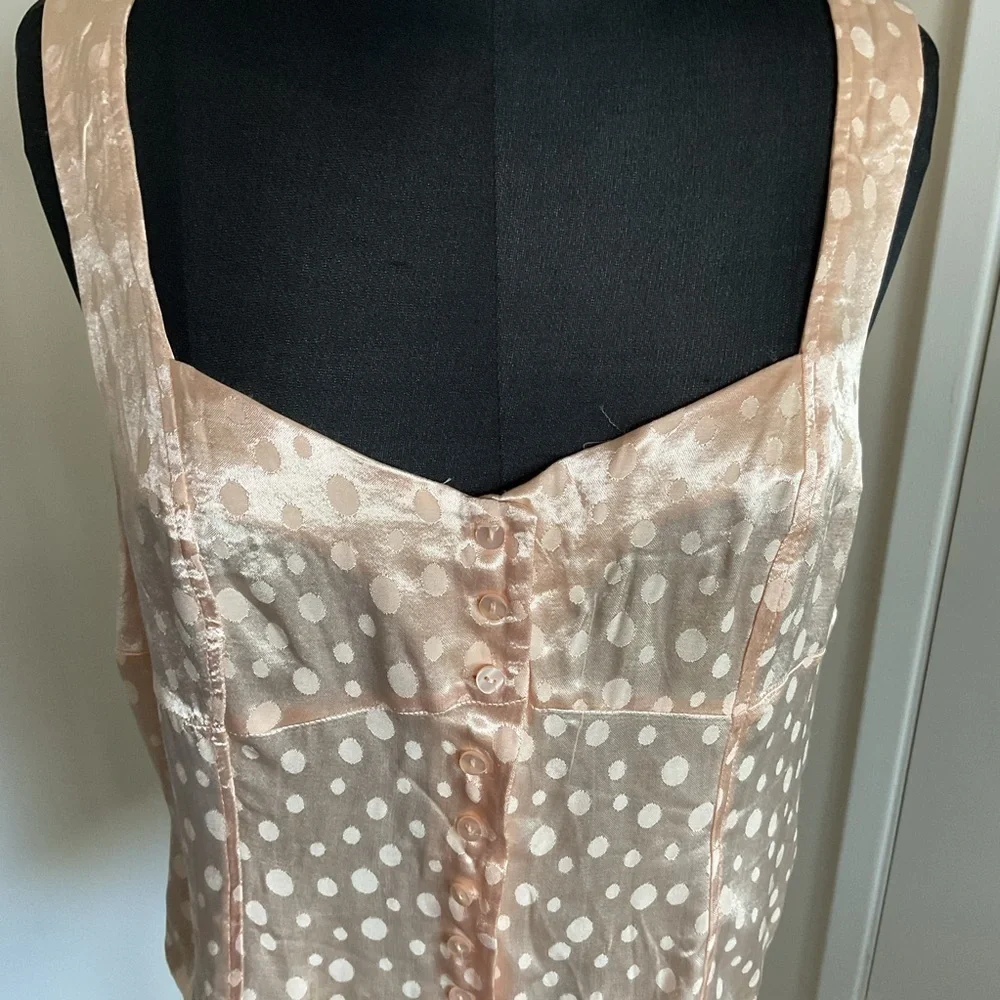 NWOT Topshop Cream Polka Dot Sleeveless Blouse Casual Chic Womenβs Size 14 - Picture 5 of 8